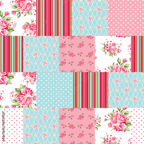 set of seamless patterns with flowers