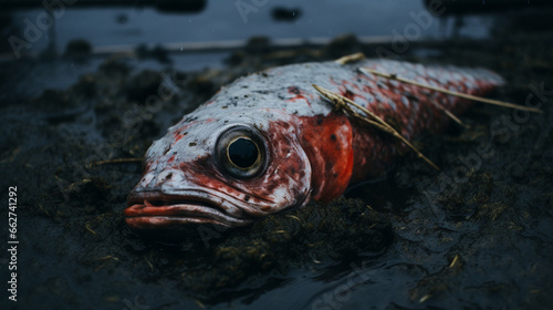 Sorrowful Waters: Fish Struggling Amidst an Oil Spill Tragedy, Generative AI