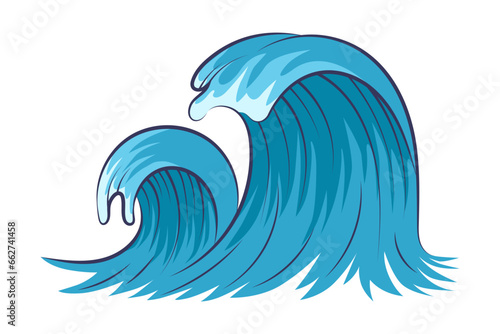 Vector ocean wave. Isolated water splash set in cartoon style.