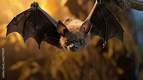 Realistic Bat Hanging Pose