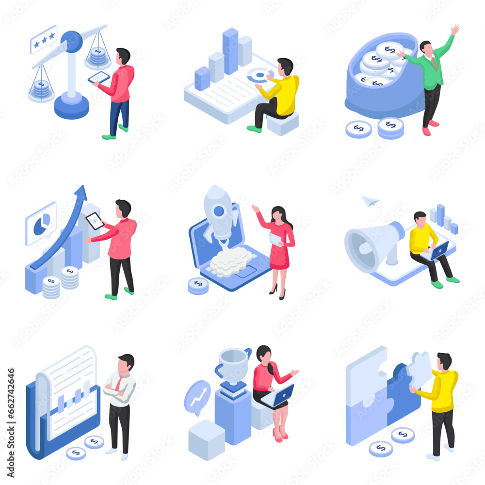 Pack of Business and Finance Flat Illustrations

