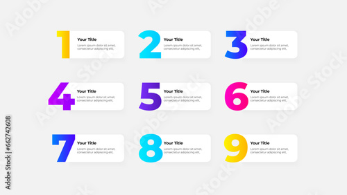 Set of infographic banners with numbers from 1 to 9