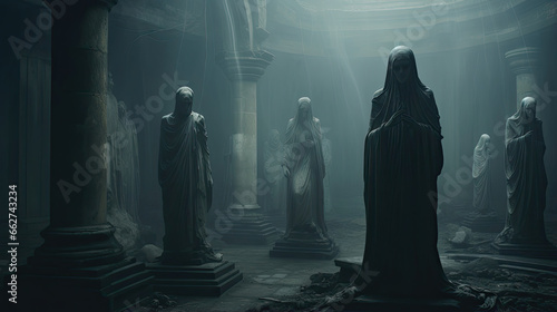 Apparitions Amidst Ancient Statues