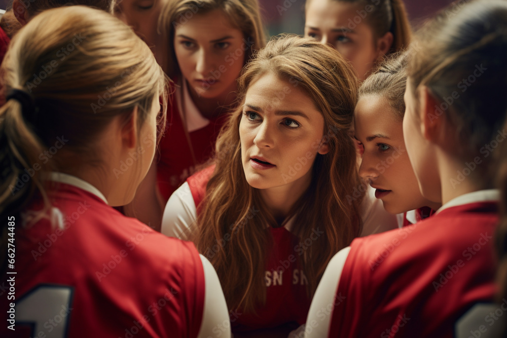 Obraz premium photo of women She coached a girls' basketball team, teaching teamwork and sportsmanship