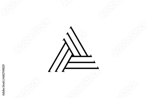 Pyramid triangle logo design with line art style