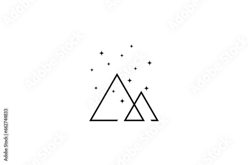 Mountain linear logo design decorated with stars #662744833