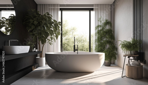 Modern elegance in a bright  clean domestic bathroom with luxury fixtures generated by AI