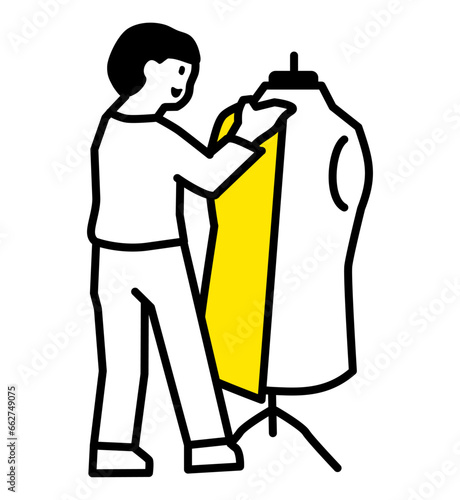 Illustration of a person applying cloth to a torso