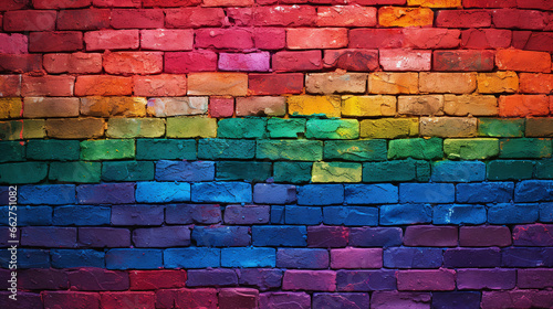 A Vibrant Rainbow Brick Wall Texture Background