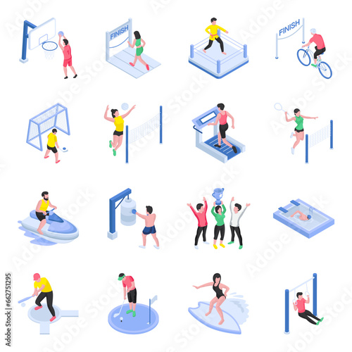 Pack of Sports Activities Flat Illustrations

 photo