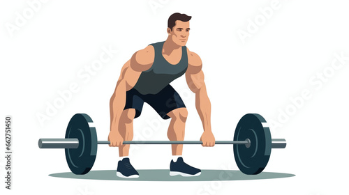 Athletic man in minimalist white background doing CrossFit with strong and upright body