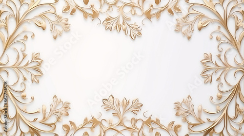 Decorative gold floral frame on a white background 