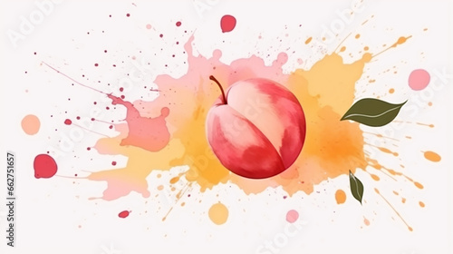 Peach Watercolor Painting on White Background