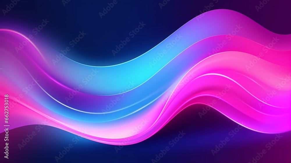 Naklejka premium Flowing Abstract Neon Wave Background with Pink and Blue Hues