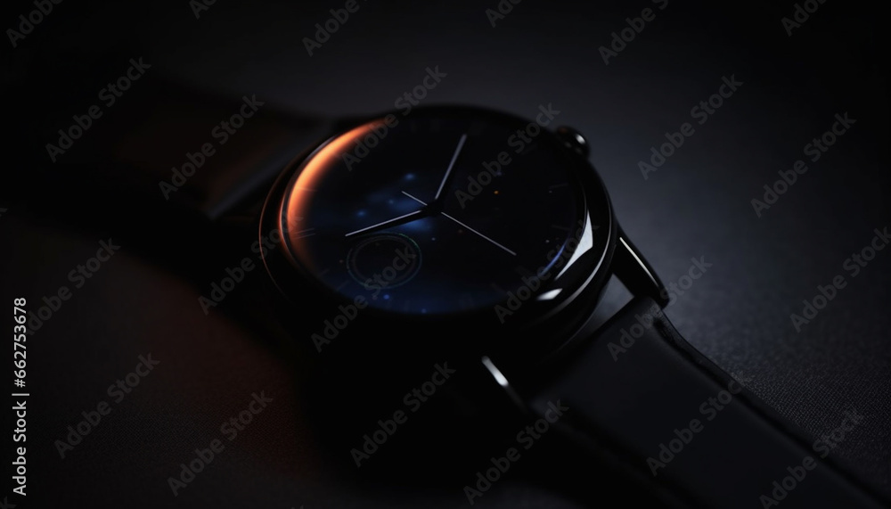 Time ticks away, urgency shines on modern luxury wristwatch generated by AI