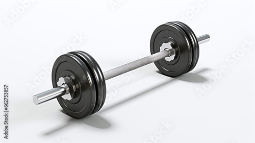 Close up of a barbell on a white surface  photo