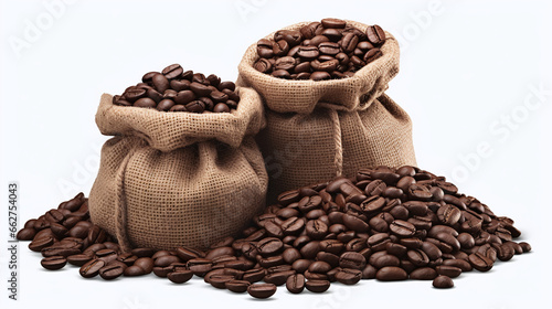Bags of Coffee Bean Goodness on White Background