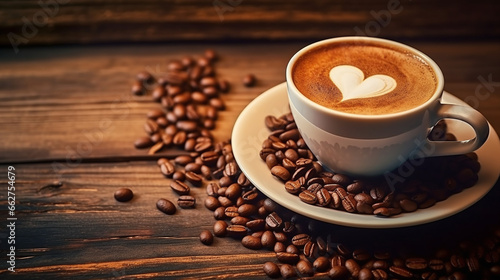 A cup of coffee sitting on top of a saucer with a heart