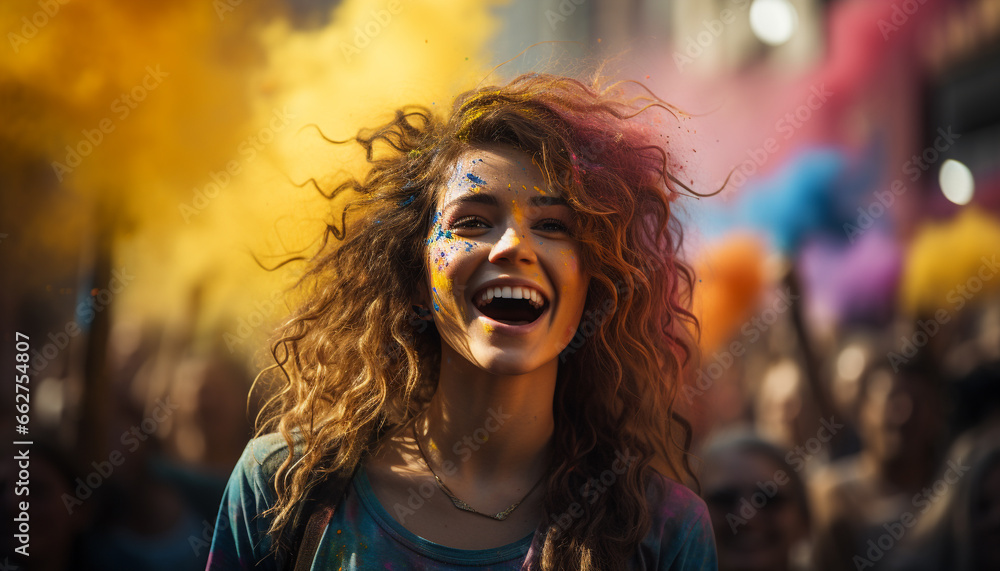 Smiling women enjoying fun, happiness, and carefree summer celebration generated by AI