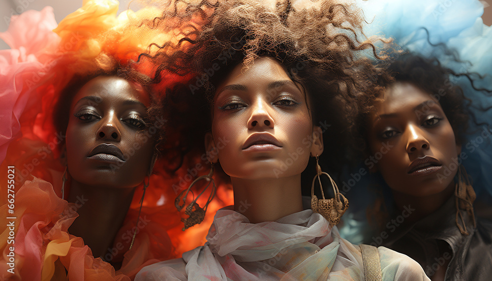 Obraz premium Beautiful women of different ethnicities exude confidence and elegance generated by AI