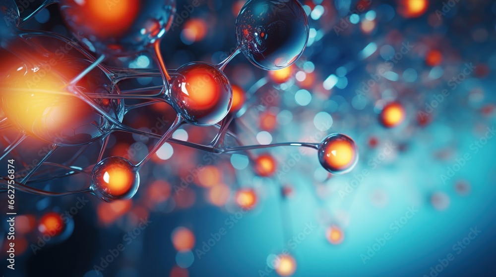 Molecular or atomic energy, Abstract structures with vague Science or medical backgrounds - obrazy, fototapety, plakaty 