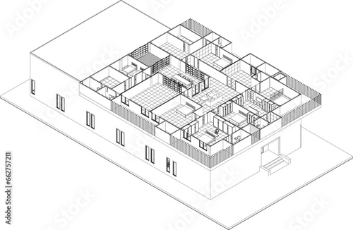 3D illustration of building project