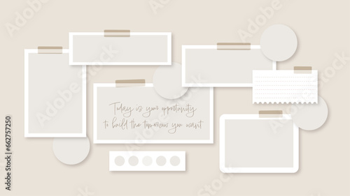 Vector photo collage template moodboard pictures grids vector illustration