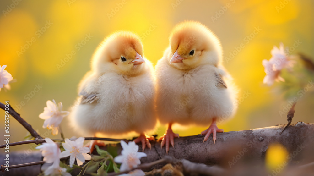 Cute two small chicken