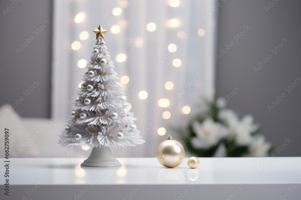 golden and white christmas tree decoration copy scape