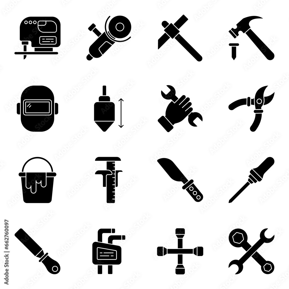 Set of Stationery and Design Tools Glyph Icons
Set of Stationery and Design Tools Glyph Icons