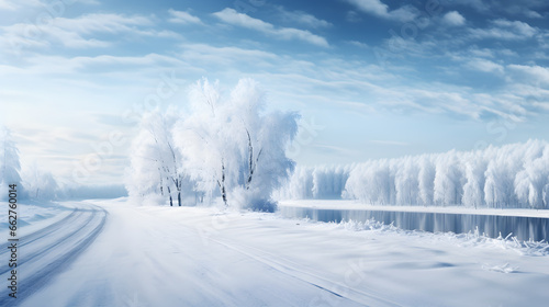 landscape with snow covered trees wallpaper © Muhammad