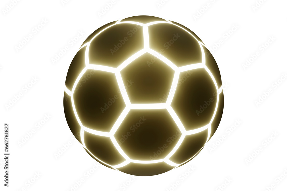 Obraz premium Soccer ball. Realistic football ball. Glowing light. 3d rendering