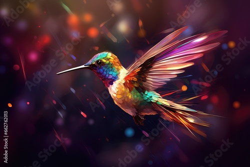 beautiful colorful colibri bird in nature landscape © krissikunterbunt