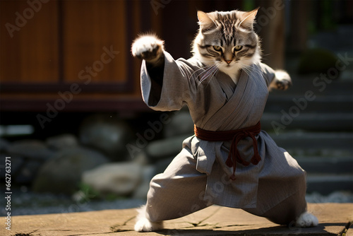 cat practicing karate