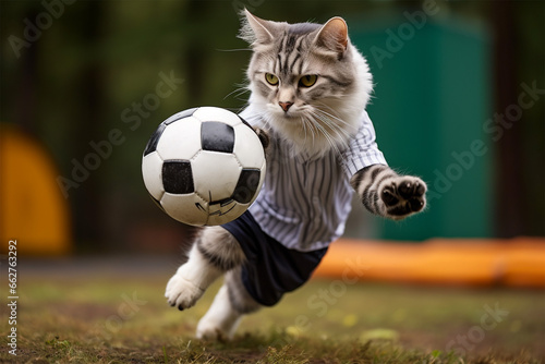 cat playing football © Stefano