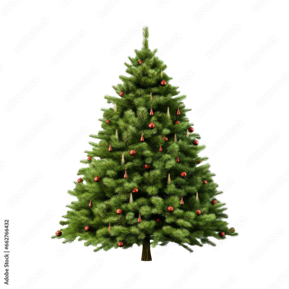 Minimal decorated christmas tree on transparent background Minimal decorated christmas tree on transparent background