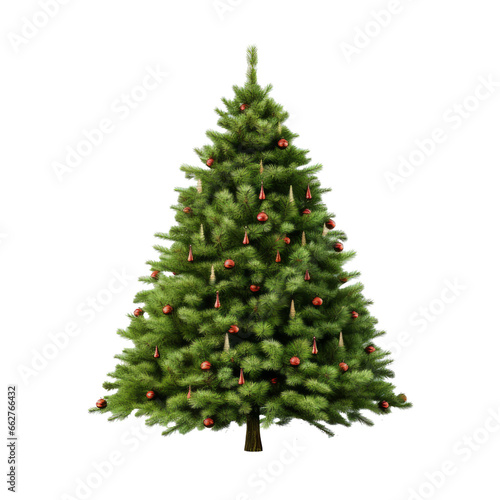 Minimal decorated christmas tree on transparent background