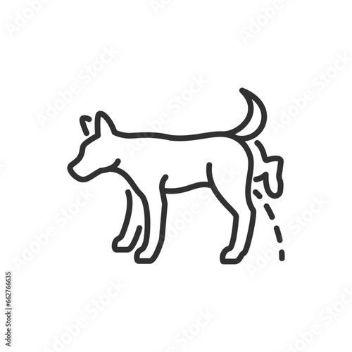Dog peeing, linear icon. Line with editable stroke