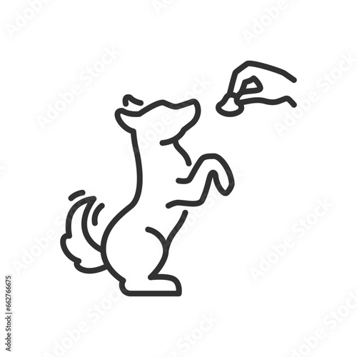 Dog training, linear icon. Line with editable stroke