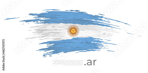 Argentina flag. Brush strokes, grunge. Stripes colors of the argentinian flag on white background. Vector design national poster, template. Place text. State patriotic banner of argentina. Copy space