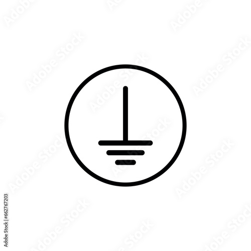 Protective earth ground symbol icon in electricity. Physics resources for teachers and students. Vector illustration.
