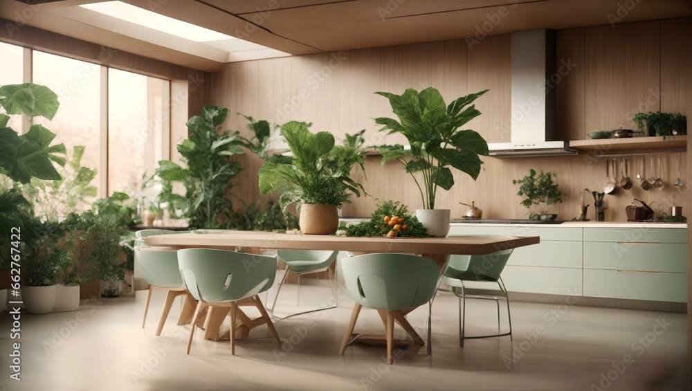 A Futuristic Kitchen Table with Greenery 3D Render by Carpoforo Tencalla