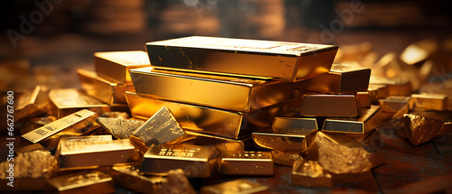 Piles of Gold Bars or Lingots photo