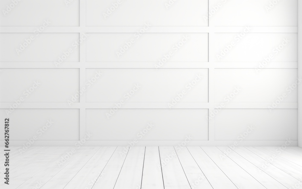 White empty room with wooden floor and wall. 3D rendering. White empty room with wooden floor and wall. 3D rendering.