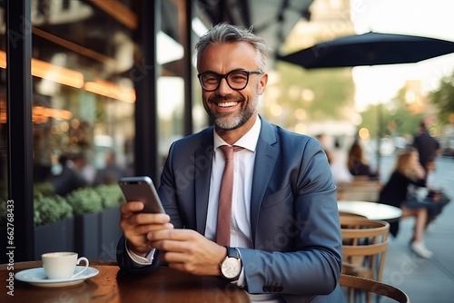 Picture of a Man with Holding a Cell Phone