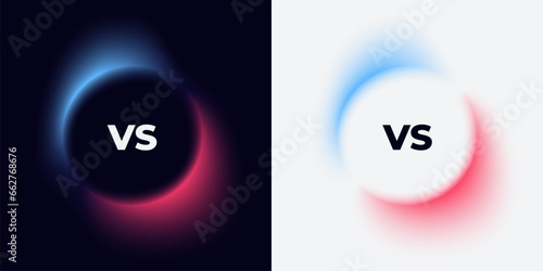 Versus circle banner with gradient isolated. Vector set. Fluid vivid gradients for banners, brochures, covers. Abstract liquid shapes. Colorful bright neon template. Dynamic soft color.