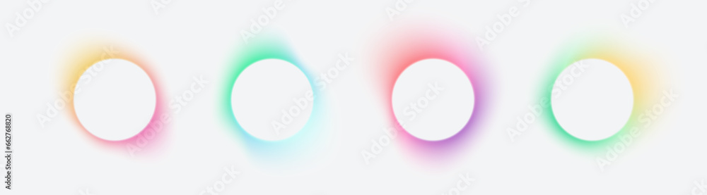 Circle banner with gradient isolated on white background. Vector set. Fluid vivid gradients for banners, brochures, covers. Abstract liquid shapes. Colorful bright neon template. Dynamic soft color.