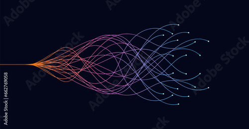 Ai technology. Concept of artificial intelligence. Green and dots lines. Digital, communication, science, networks