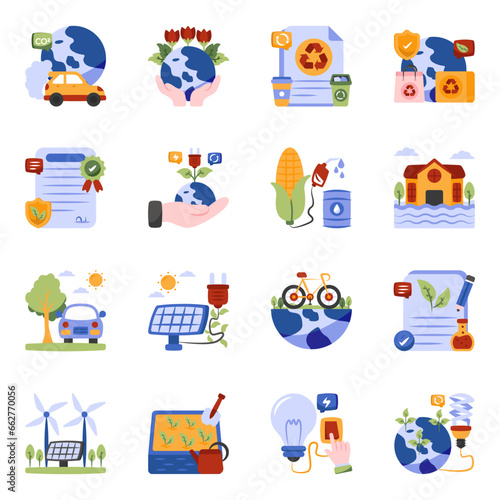 Pack of Eco and Nature Flat Icons