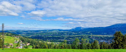 panoramic view on Zakopane. Gubalowka, Tatra mountains, Poland